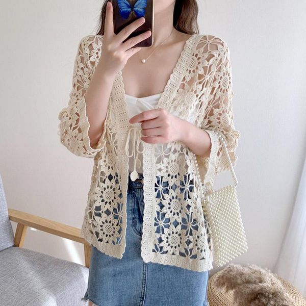 2021 korean knitted lace blouse shirt women summer hollow out crochet brief vintage blouse for women cardigan, White
2021 korean knitted lace blouse shirt women summer hollow out crochet brief vintage blouse for women cardigan, White