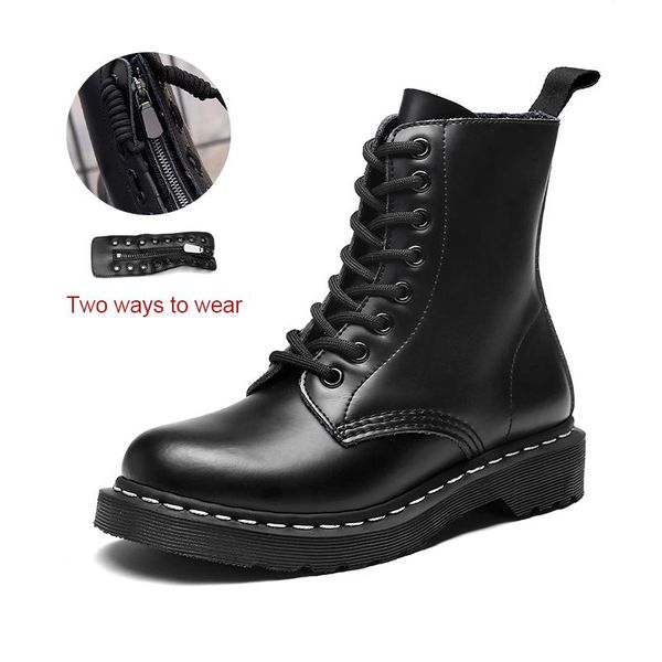 ankle boots women genuine leather short boots ladies shoes fashion zipper thick bottom platform casual round toe, Black
ankle boots women genuine leather short boots ladies shoes fashion zipper thick bottom platform casual round toe, Black