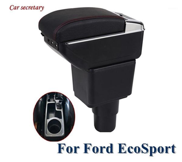 black armrest box for ecosport universal car central armrest storage box cup holder ashtray modification accessories1