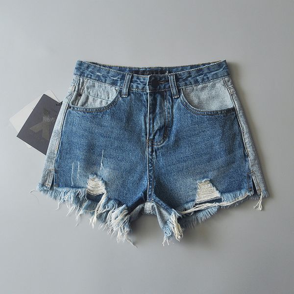 street shooting holes, hair pulling, thin side split, rough ee high waist shorts, large size wide leg pants, tassel pants, Blue
street shooting holes, hair pulling, thin side split, rough ee high waist shorts, large size wide leg pants, tassel pants, Blue