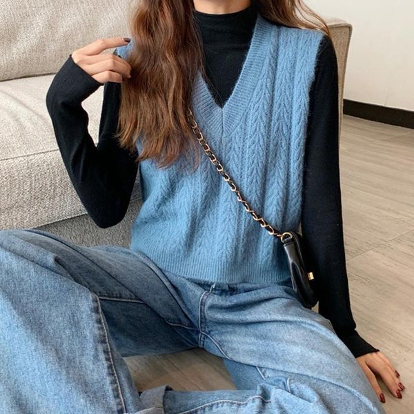 women's vests luck a solid knitted sweater vest women short elegant v-neck pullover casual sweet harajuku autumn, Black;white
women's vests luck a solid knitted sweater vest women short elegant v-neck pullover casual sweet harajuku autumn, Black;white