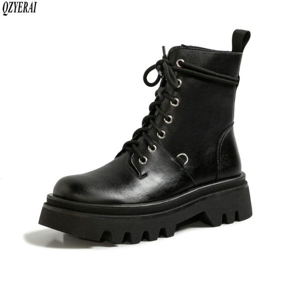 2020 winter british style martin boot woman thick with breathable leather ankle boots fashion versatile platform single boots, Black
2020 winter british style martin boot woman thick with breathable leather ankle boots fashion versatile platform single boots, Black