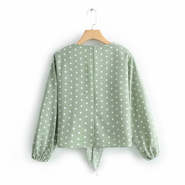 women green summer za polka dota blouse female fashion lace up bow long sleeve shirt for sweer lady street-wear femme y200622, White
women green summer za polka dota blouse female fashion lace up bow long sleeve shirt for sweer lady street-wear femme y200622, White