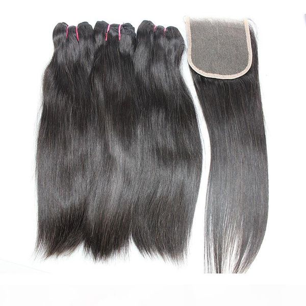 super double drawn human hair bundles with closure straight brazilian virgin human hair wefts with 4x4 hair closure natural color 8-22 inch, Black
super double drawn human hair bundles with closure straight brazilian virgin human hair wefts with 4x4 hair closure natural color 8-22 inch, Black
