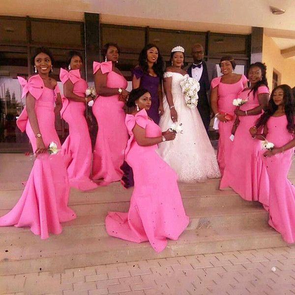 pink mermaid bridesmaid dresses with bow scoop women formal wedding party dress maif of honor dresses vestido de l169, White;pink
pink mermaid bridesmaid dresses with bow scoop women formal wedding party dress maif of honor dresses vestido de l169, White;pink