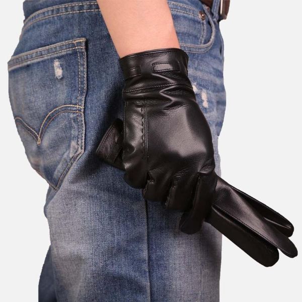 fingerless gloves autumn winter leather men black imported sheepskin veet lining warm mitten fashion male hand slim driving agb1601, Blue;gray 
fingerless gloves autumn winter leather men black imported sheepskin veet lining warm mitten fashion male hand slim driving agb1601, Blue;gray