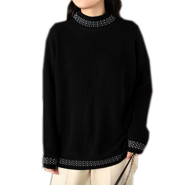 women basic sweater pullover 100% cotton knit retro vintage for spring autumn big loose oversized casual a12221021, White;black
women basic sweater pullover 100% cotton knit retro vintage for spring autumn big loose oversized casual a12221021, White;black