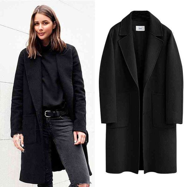 winter autumn coat for women wide lapel pocket wool blend oversize long trench s outwear female elegant, Black
winter autumn coat for women wide lapel pocket wool blend oversize long trench s outwear female elegant, Black