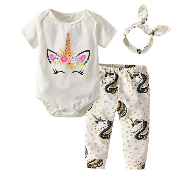 3pcs newborn baby girls clothes set short sleeve cartoon unicorn printed bodysuit +pants+headband infant toddler clothing 1021, White
3pcs newborn baby girls clothes set short sleeve cartoon unicorn printed bodysuit +pants+headband infant toddler clothing 1021, White