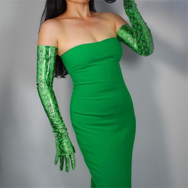 five fingers gloves snake skin extra long woman 70cm patent leather over elbow emulation pu bright animal green p91-9, Blue;gray
five fingers gloves snake skin extra long woman 70cm patent leather over elbow emulation pu bright animal green p91-9, Blue;gray