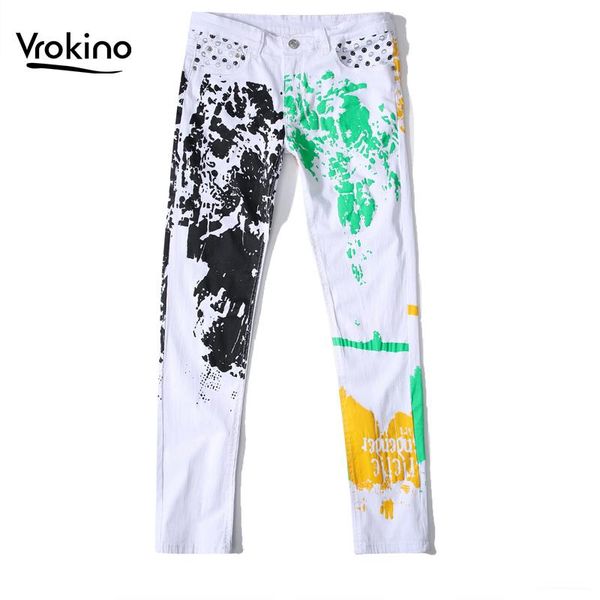 2020 new arrival european nightclub style fashion brand jeans men's slim printed white street jeans brand clothing 40 42, Blue
2020 new arrival european nightclub style fashion brand jeans men's slim printed white street jeans brand clothing 40 42, Blue