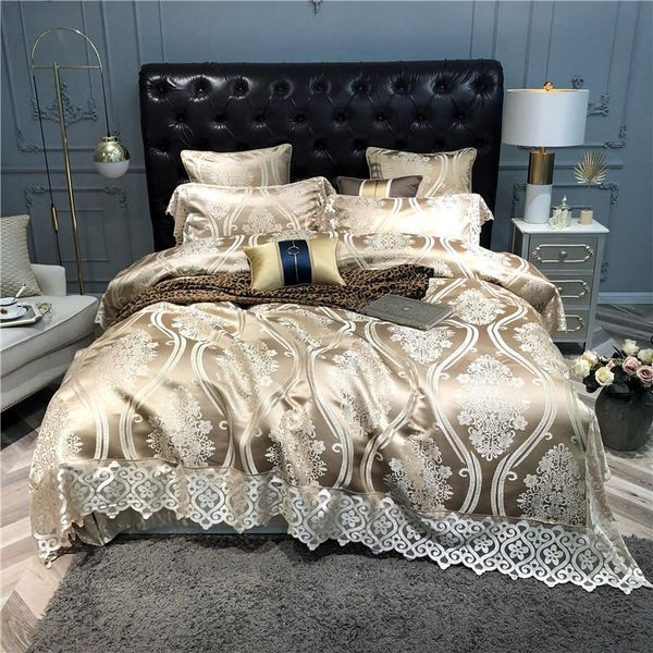 luxury european 140s satin silk jacquard bedding set gold lace cover linen pillowcases egyptian fitted sheet bed cotton duvet
luxury european 140s satin silk jacquard bedding set gold lace cover linen pillowcases egyptian fitted sheet bed cotton duvet