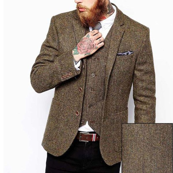 brown tweed men suits slim fit blazer waistcoat notched lapel three piece jacket vest black pants tailor made wedding tuxedos, White;black
brown tweed men suits slim fit blazer waistcoat notched lapel three piece jacket vest black pants tailor made wedding tuxedos, White;black