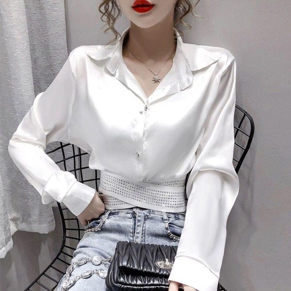 women's blouses & shirts women 2021 spring autumn fashion long sleeve short female casual turn-down collar blouse ladies slim solid col, White
women's blouses & shirts women 2021 spring autumn fashion long sleeve short female casual turn-down collar blouse ladies slim solid col, White