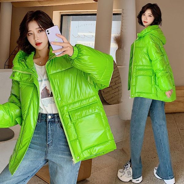 winter warm hooded down cotton jacket female han pure color bright face with thickover size short loose padded jacket coat, Black
winter warm hooded down cotton jacket female han pure color bright face with thickover size short loose padded jacket coat, Black