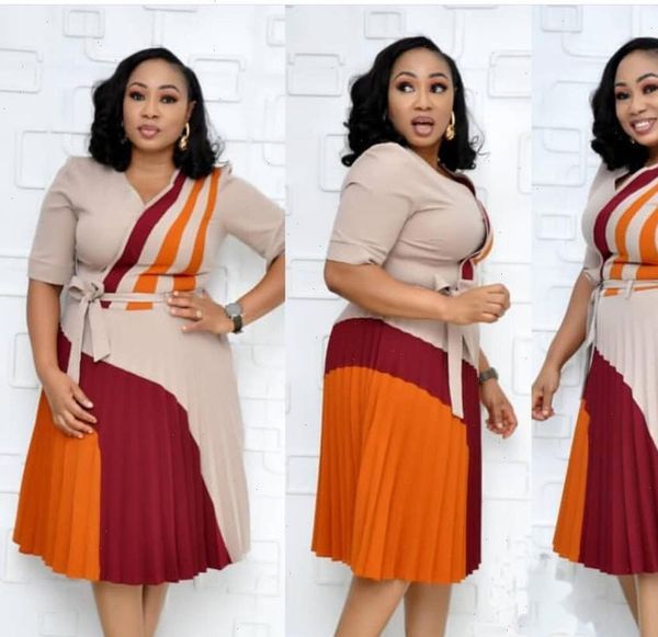 hgte 2021 office ol business africa womens dress v neck half sleeve a line dress plissee midi kleid vestidos, Black;gray
hgte 2021 office ol business africa womens dress v neck half sleeve a line dress plissee midi kleid vestidos, Black;gray
