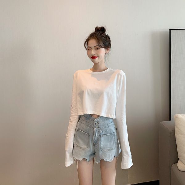 versatile open navel short t-shirt shows thin long sleeve women fall 2020 new bottom loose ins super fashion
versatile open navel short t-shirt shows thin long sleeve women fall 2020 new bottom loose ins super fashion