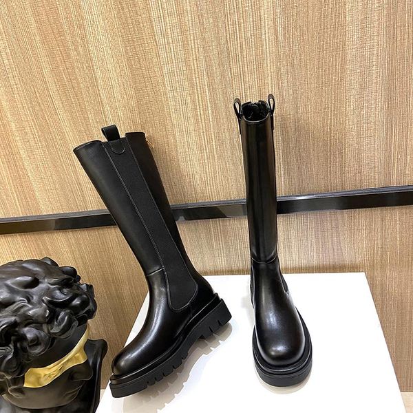 women genuine leather boots fashion handmade classic round head platform european and american fashion women's knee-high boots, Black
women genuine leather boots fashion handmade classic round head platform european and american fashion women's knee-high boots, Black