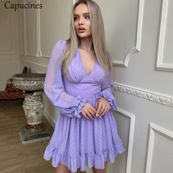 capucines swiss dot ruffles deep v neck summer dress women solid color lantern sleeve french robe a line mini chiffon dresses 220308, Black;gray
capucines swiss dot ruffles deep v neck summer dress women solid color lantern sleeve french robe a line mini chiffon dresses 220308, Black;gray