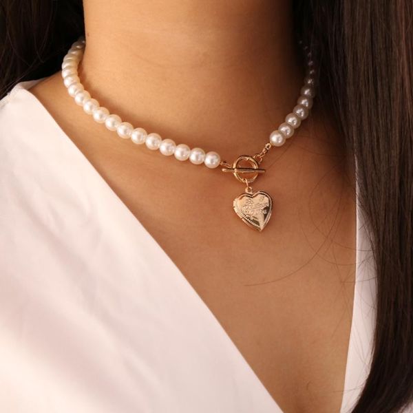tocona luxury pearl stone chain choker necklace for women gold color heart alloy metal handmade party jewelry accessories 14504, Silver
tocona luxury pearl stone chain choker necklace for women gold color heart alloy metal handmade party jewelry accessories 14504, Silver