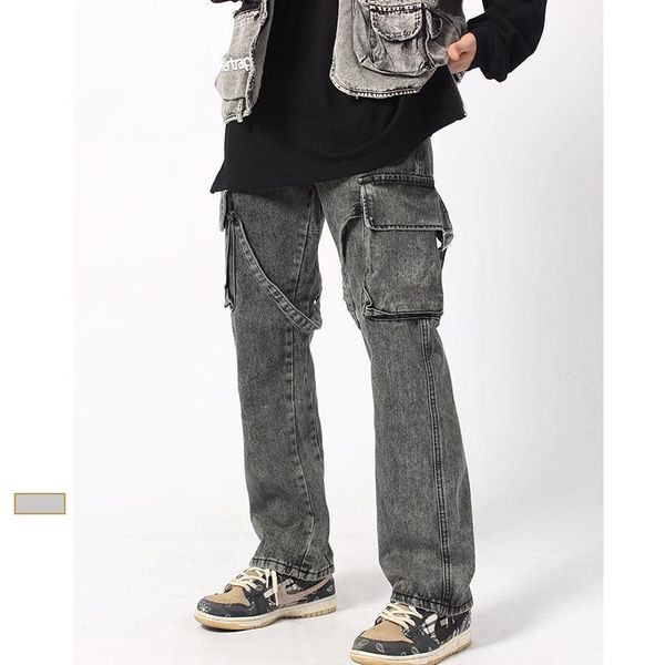 stylish men denim trousers high street hip hop new big pocket straps straight solid color loose wash ribbon casual jeans, Blue
stylish men denim trousers high street hip hop new big pocket straps straight solid color loose wash ribbon casual jeans, Blue
