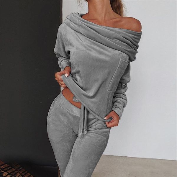 fleece 2 piece set women slash neck pencil sweatpants casual sweat suit femme warm tracksuits sport jogger set outdoor, Gray
fleece 2 piece set women slash neck pencil sweatpants casual sweat suit femme warm tracksuits sport jogger set outdoor, Gray