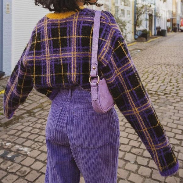 purple yellow plaid chic v-neck cropped woman sweaters long sleeve winter new preppy style girls streetwear casual brand1, White;black
purple yellow plaid chic v-neck cropped woman sweaters long sleeve winter new preppy style girls streetwear casual brand1, White;black