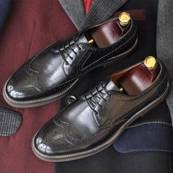 handmade retro british genuine leather brogue carved leather shoes mens derby shoes mans oxfords, Black
handmade retro british genuine leather brogue carved leather shoes mens derby shoes mans oxfords, Black
