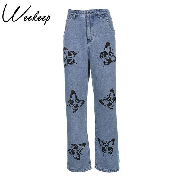 weekeep butterfly print loose casual wide-leg jeans women high waist streetwear pants summer new 201006, Blue
weekeep butterfly print loose casual wide-leg jeans women high waist streetwear pants summer new 201006, Blue