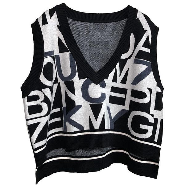 new european fashion v-neck fashion knitted vest for women in autumn and winter 2020, Black;white
new european fashion v-neck fashion knitted vest for women in autumn and winter 2020, Black;white