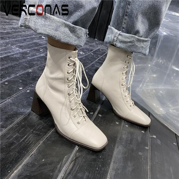 boots verconas concise genuine leather ankle for women autumn winter thick heels shoes woman basic lace-up office lady, Black
boots verconas concise genuine leather ankle for women autumn winter thick heels shoes woman basic lace-up office lady, Black