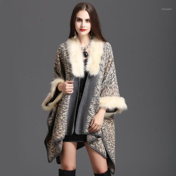 europe autumn winter 2019 plus size loose faux fox fur collar print leopard knit cardigan women warm shawl cloak coat w7001, Black
europe autumn winter 2019 plus size loose faux fox fur collar print leopard knit cardigan women warm shawl cloak coat w7001, Black
