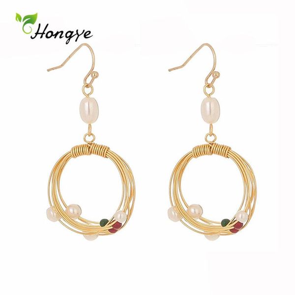 dangle & chandelier hongye selling fashion simple retro pearl drop earrings for women party around handmade round metal beads brincos jewelr, Silver 
dangle & chandelier hongye selling fashion simple retro pearl drop earrings for women party around handmade round metal beads brincos jewelr, Silver