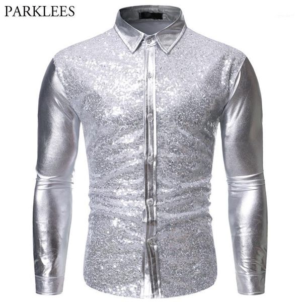 silver mens glitter sequins shirts fashion metallic shirt men causal slim fit disco party halloween costume chemise stage shirt1, White;black
silver mens glitter sequins shirts fashion metallic shirt men causal slim fit disco party halloween costume chemise stage shirt1, White;black