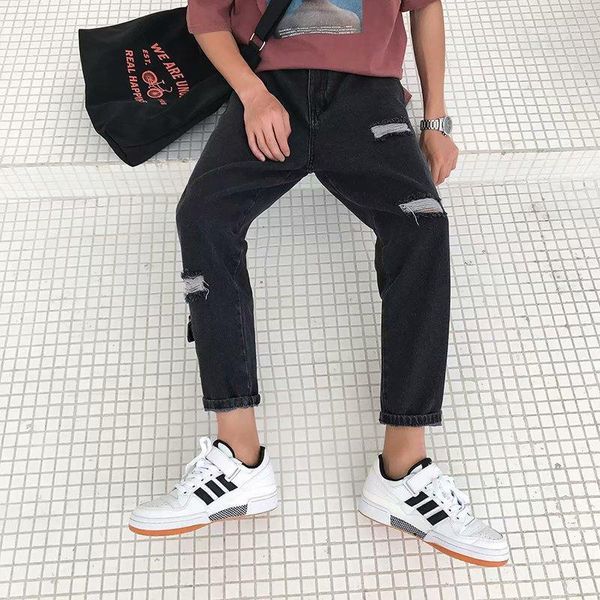men's jeans summer 2021 fashion thin ripped korean loose casual ankle length pants hong kong style trendy handsome straight male pants1, Blue
men's jeans summer 2021 fashion thin ripped korean loose casual ankle length pants hong kong style trendy handsome straight male pants1, Blue