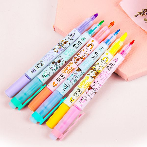 6 colors/set with aroma cute cat dog double head highlighter pen drawing mildliner color art markers school&office stationery
6 colors/set with aroma cute cat dog double head highlighter pen drawing mildliner color art markers school&office stationery