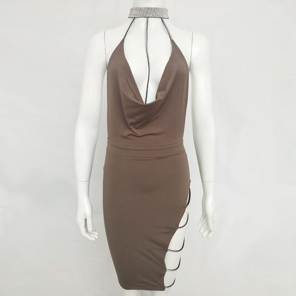 women dress halter v neck night club party dresses female solid sleeveless side diamonds mini ladies clubwear, Black;gray
women dress halter v neck night club party dresses female solid sleeveless side diamonds mini ladies clubwear, Black;gray