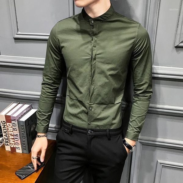 men's casual shirts 2021 spring men's stand long sleeve shirt korean slim fit dress streetwear social night club clothes blouse ho, White;black
men's casual shirts 2021 spring men's stand long sleeve shirt korean slim fit dress streetwear social night club clothes blouse ho, White;black