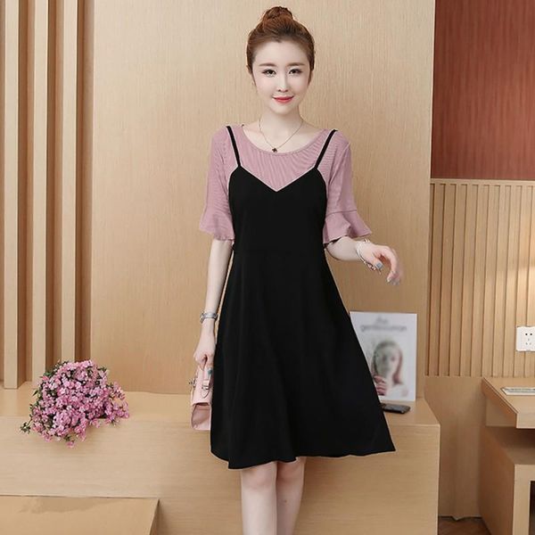 women's fake two pieces casual dress sweet color block o neck short sleeve a-line ladies dress, White;black
women's fake two pieces casual dress sweet color block o neck short sleeve a-line ladies dress, White;black