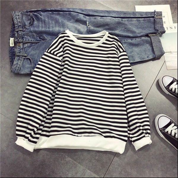 spring autumn korean sweet sweatshirts women casual loose o neck striped long sleeve hoodies female cute basic sweatshirt top, Black
spring autumn korean sweet sweatshirts women casual loose o neck striped long sleeve hoodies female cute basic sweatshirt top, Black