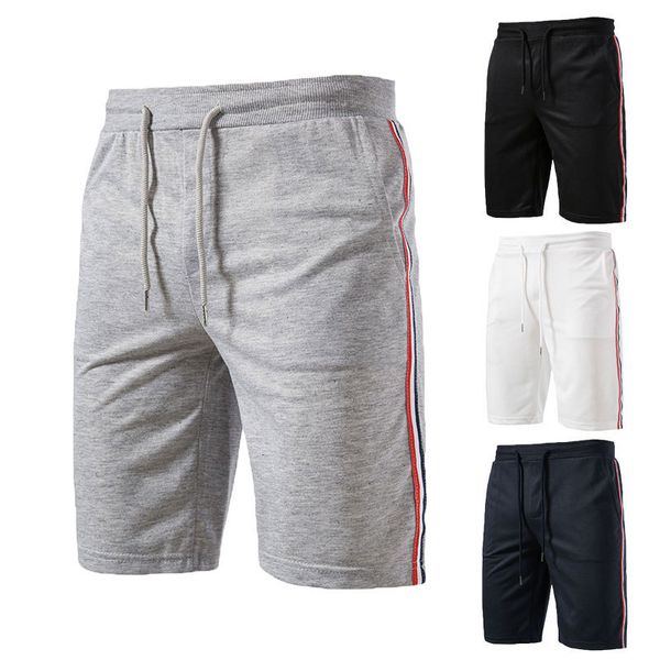 2020 summer new large slim sports solid color striped letter edge men's shorts, White;black
2020 summer new large slim sports solid color striped letter edge men's shorts, White;black
