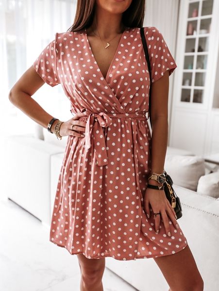 new women summer fashion polka dot short sleeve v-neck boho ladies elegant party holiday mini vestidos sun, Black;gray
new women summer fashion polka dot short sleeve v-neck boho ladies elegant party holiday mini vestidos sun, Black;gray
