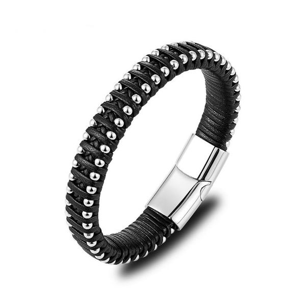 new men's leather braided bracelet personality stainless steel ball individual jewelry grade hand feature wrist strap, Golden;silver
new men's leather braided bracelet personality stainless steel ball individual jewelry grade hand feature wrist strap, Golden;silver