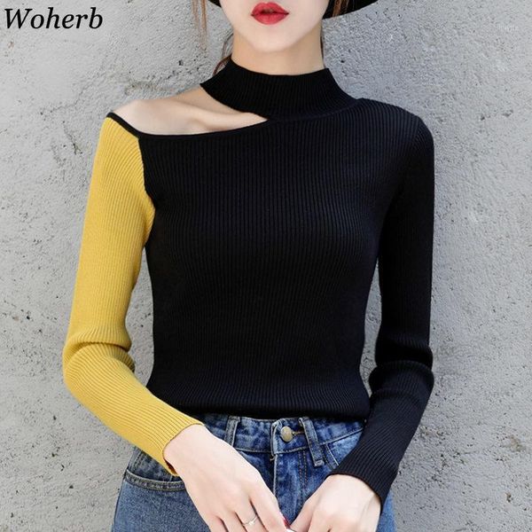 woherb hollow out half turtleneck long sleeve pullovers sweaters patchwork slim casual fashion new knitwear female 914591, White;black
woherb hollow out half turtleneck long sleeve pullovers sweaters patchwork slim casual fashion new knitwear female 914591, White;black