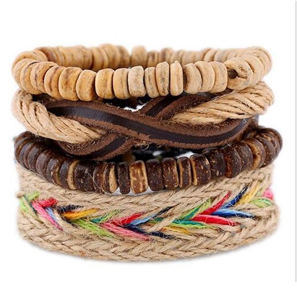 4pcs/ set braided wrap leather bracelets for men women vintage wooden lava stone beads ethnic tribal wristbands bracele wmtqsn, Golden;silver
4pcs/ set braided wrap leather bracelets for men women vintage wooden lava stone beads ethnic tribal wristbands bracele wmtqsn, Golden;silver