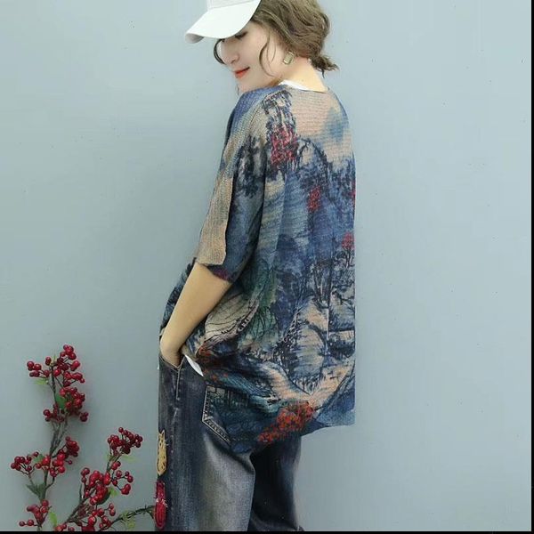 ink painting printed summer thin knitted sweaters and pullovers o neck half sleeve shirts loose sweater autumn, White;black
ink painting printed summer thin knitted sweaters and pullovers o neck half sleeve shirts loose sweater autumn, White;black