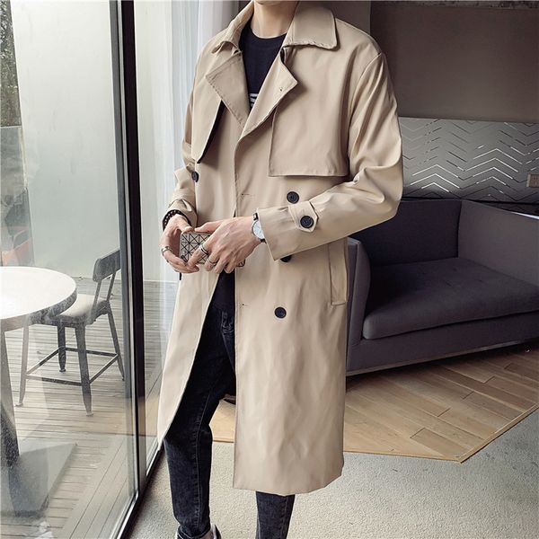 2020 autumn new coat youth suit collar casual solid color knee windbreaker men's wear, Tan;black
2020 autumn new coat youth suit collar casual solid color knee windbreaker men's wear, Tan;black