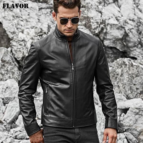 flavor men's real leather jacket men slim fit warm coat motorcycle lambskin standing collar genuine leather coat, Black
flavor men's real leather jacket men slim fit warm coat motorcycle lambskin standing collar genuine leather coat, Black