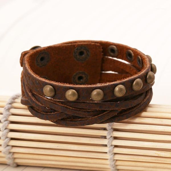 tennis casual retro multiple layer rivets bracelets braided woven genuine leather bangle brcelet for woman man cuff punk bangle1, Golden;silver
tennis casual retro multiple layer rivets bracelets braided woven genuine leather bangle brcelet for woman man cuff punk bangle1, Golden;silver