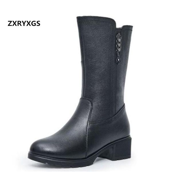 boots first layer of cowhide women's thick heel mid-tube winter warm plus size women leather, Black
boots first layer of cowhide women's thick heel mid-tube winter warm plus size women leather, Black